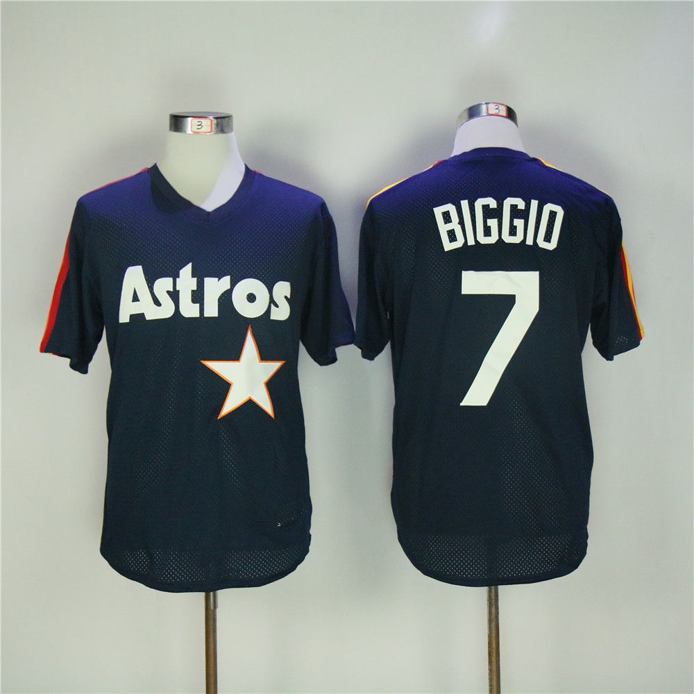 Men Houston Astros #7 Biggio Blue Throwback MLB Jerseys->houston astros->MLB Jersey